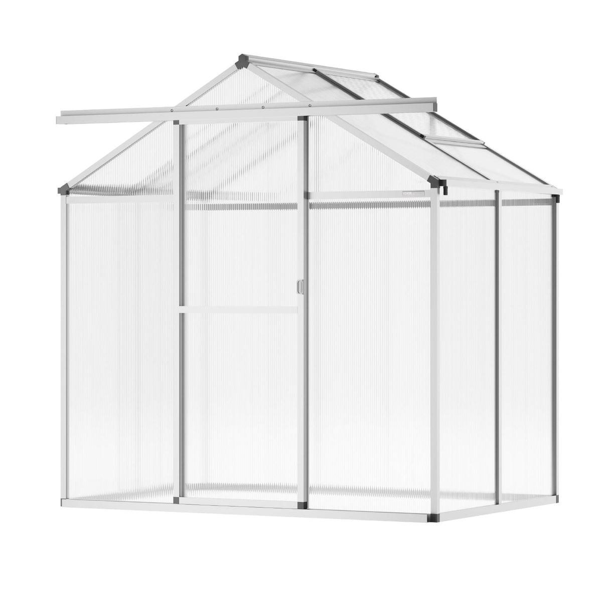 Polycarbonate Greenhouse, 6 x 4 Ft, Outdoor Greenhouse with Adjustable Vent Windows, Pavilion Styled Greenhouse with Sliding Door, Aluminum Large Walk-in Greenhouse Kit for Garden Backyard