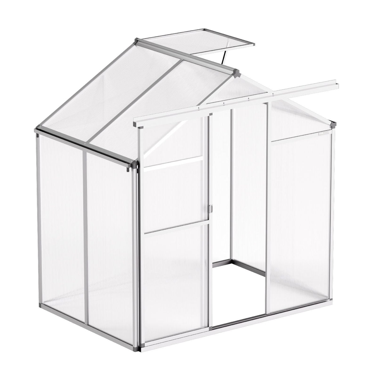 Polycarbonate Greenhouse, 6 x 4 Ft, Outdoor Greenhouse with Adjustable Vent Windows, Pavilion Styled Greenhouse with Sliding Door, Aluminum Large Walk-in Greenhouse Kit for Garden Backyard