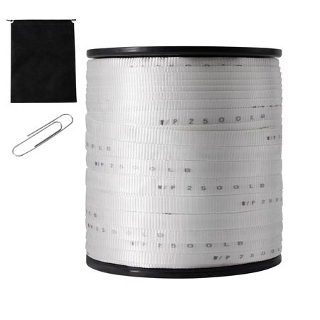 Polyester Pull Tape, 3/4" x 1053' Mule Tape Flat Rope, 2500 lbf Tensile Capacity, Printed Webbing Cable Pulling Tape for Packaging, Gardening, Commercial Electrical, Conduit Work, White