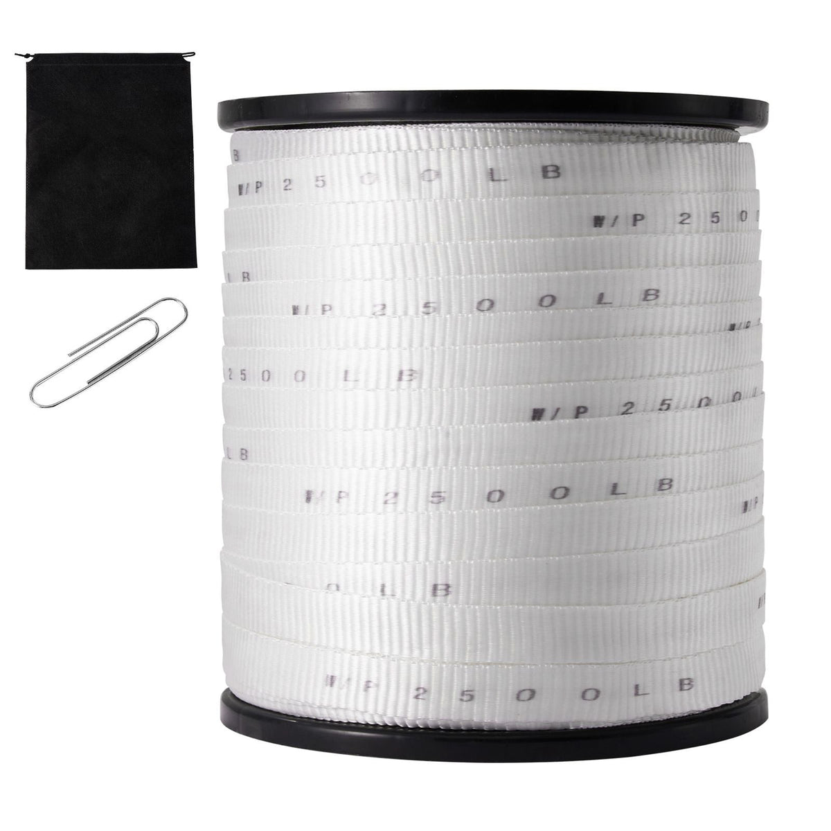 Polyester Pull Tape, 3/4" x 528' Mule Tape Flat Rope, 2500 lbf Tensile Capacity, Printed Webbing Cable Pulling Tape for Packaging, Gardening, Commercial Electrical, Conduit Work, White