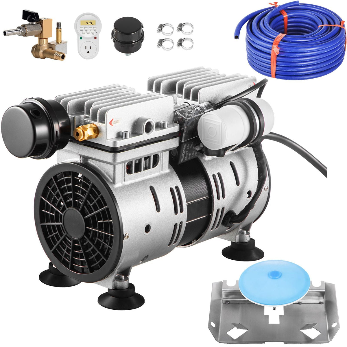 Pond Aerator, 550W Power, 5.2CFM for Up to 1 Acre 50' Lake, Pond Aeration Kit Includes 3/4 HP Compressor & 100' Weighted Tubing & Diffuser, Air Compressor for Deep Water Oxygen Circulation