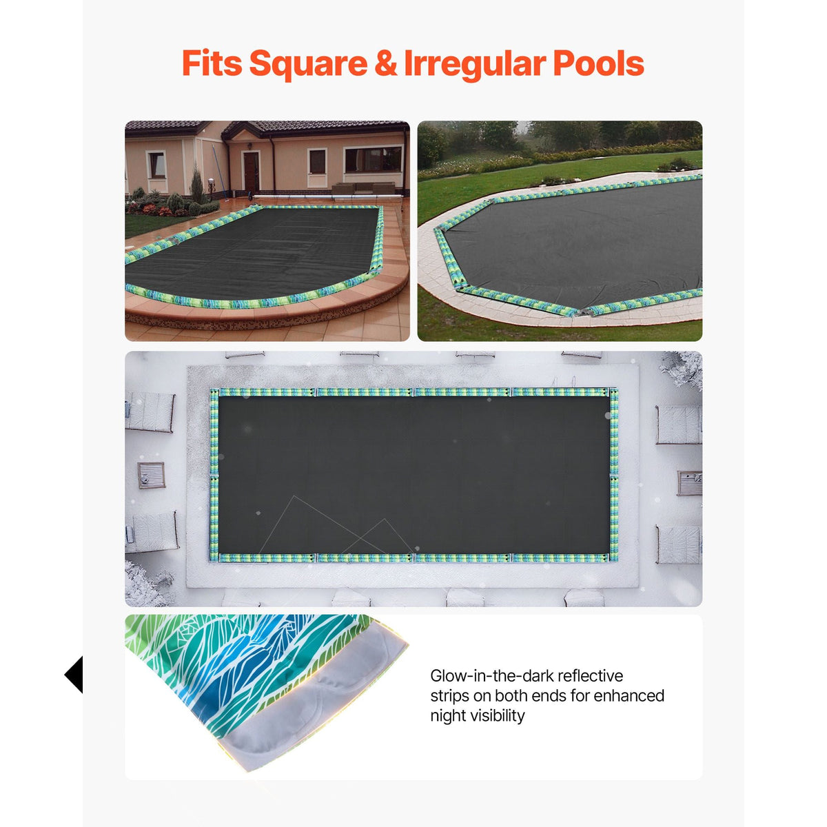 Pool Cover Water Bags, 5 Packs 8 Ft, Double Chamber Pool Cover Water Tubes with Reflective Strips, 0.3mm Thick PVC Bags Weights with Leakproof Screw Cap, for Winter Inground Swimming-Pool Covers