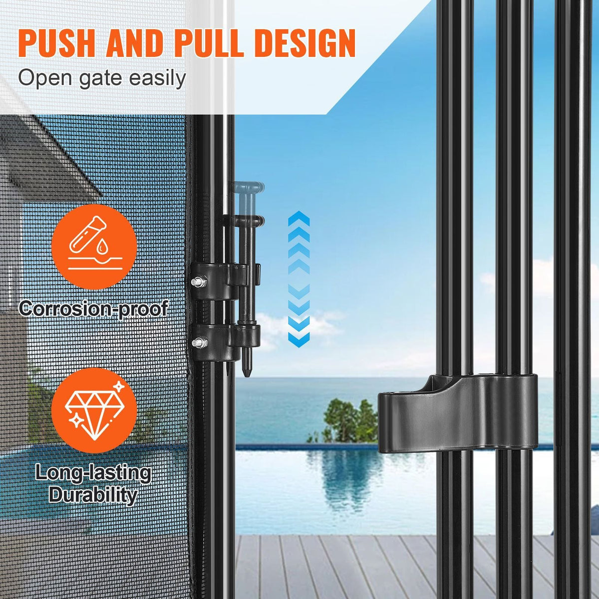 Pool Fence Gate, 4 x 2.5 Ft, Easy DIY Installation Inground Pool Gate, Pool Fence Gate Kit with Stainless Steel Latch, Removable Child & Pet Security Pool Fencing