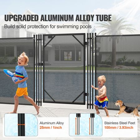 Pool Fence Gate, 4 x 2.5 Ft, Easy DIY Installation Inground Pool Gate, Pool Fence Gate Kit with Stainless Steel Latch, Removable Child & Pet Security Pool Fencing