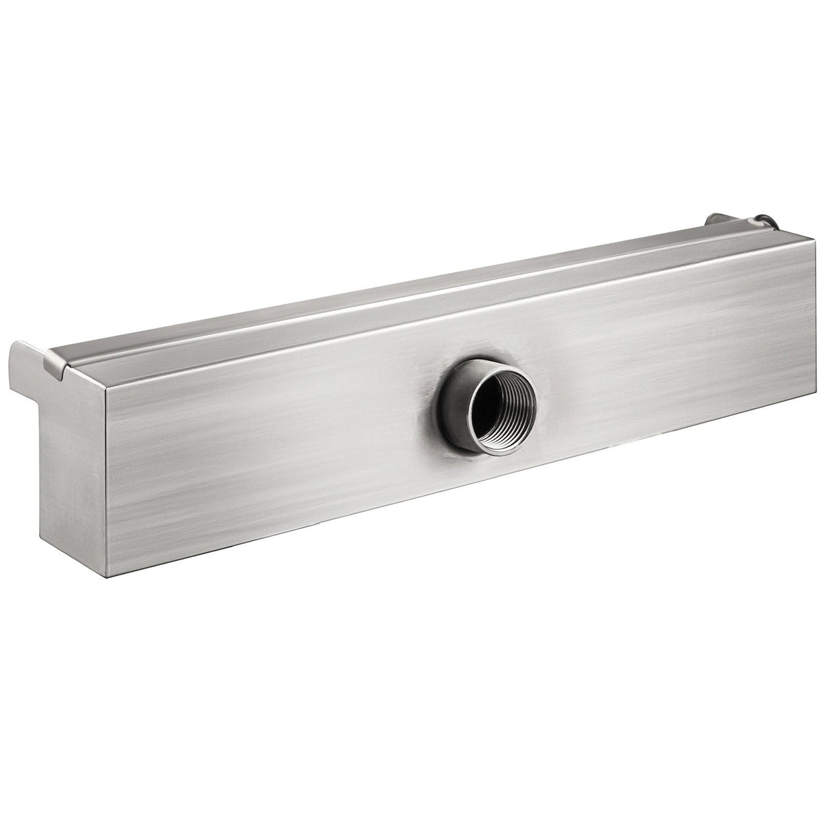 Pool Fountain Stainless Steel Pool Waterfall Spillway with Pipe Connector Rectangular Garden Outdoor (17.7\")