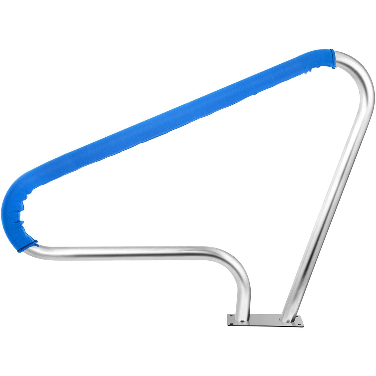 Pool Rail 48x36 Pool Railing 304 Stainless Steel 250LBS Load Capacity Silver Rustproof Pool Handrail Humanized Swimming Pool Handrail with Blue Grip Cover & M8 Drill Bit & Self-Taping Screws