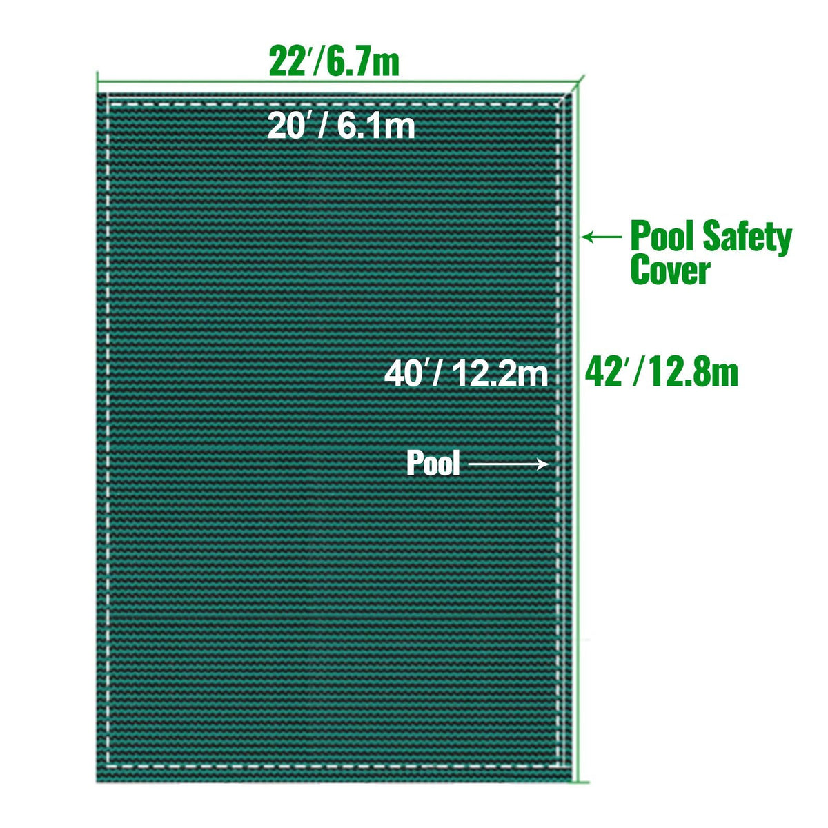 Pool Safety Cover Fits 20x40ft Rectangle Inground Safety Pool Cover Green Mesh Solid Pool Safety Cover for Swimming Pool Winter Safety Cover