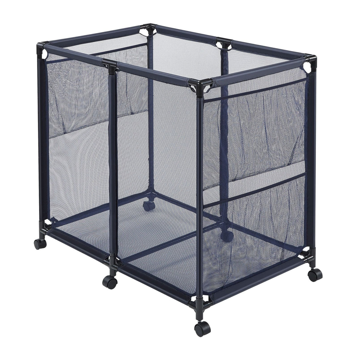 Pool Storage Bin, 36.8 x 24 x 35.6 in, Rolling Pool Float Storage Organizer with Side Pockets & Casters, Heavy Duty Metal Frame, Poolside Toys Noodles Holder Mesh Basket for Swimming Pools