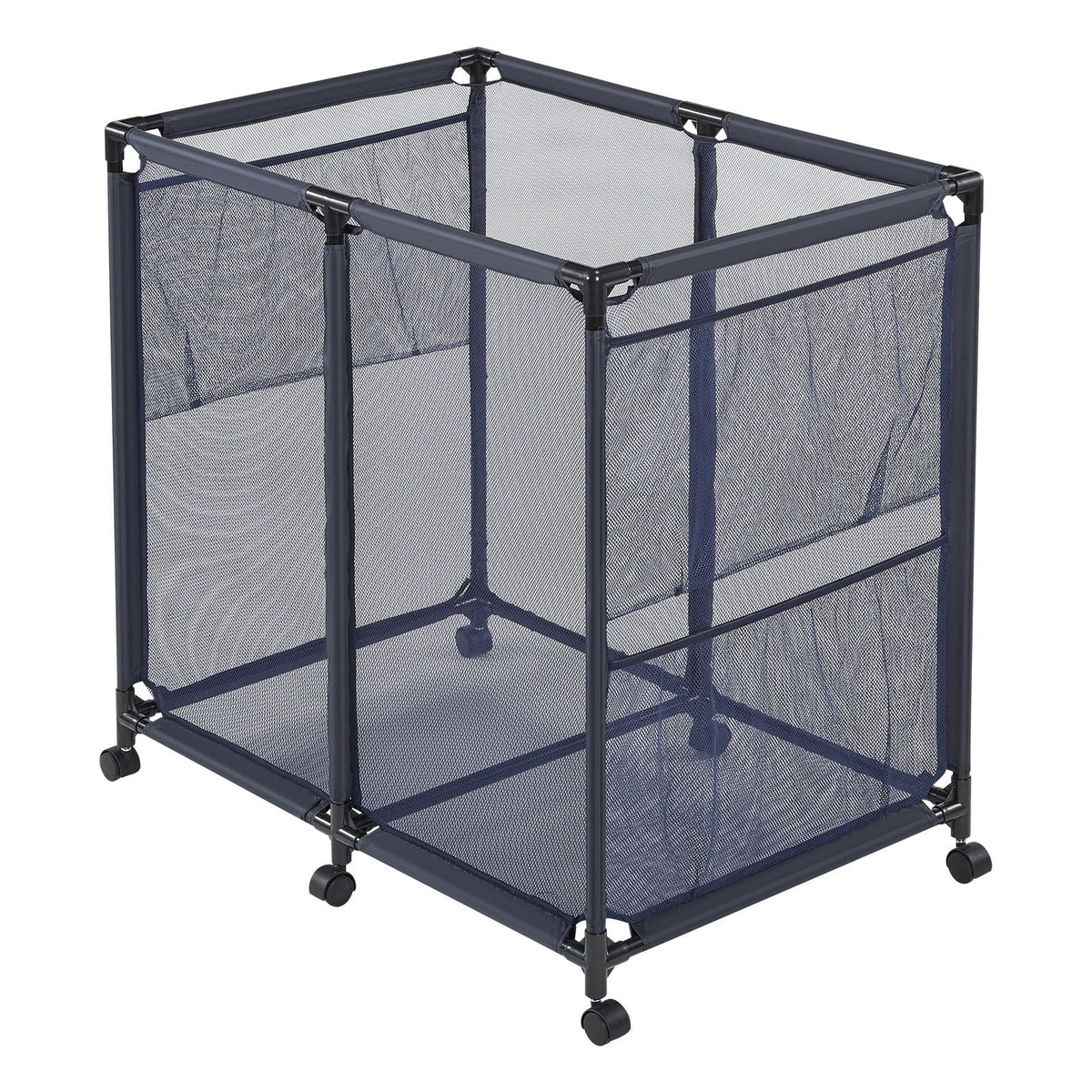 Pool Storage Bin, 36.8 x 24 x 35.6 in, Rolling Pool Float Storage Organizer with Side Pockets & Casters, Heavy Duty Metal Frame, Poolside Toys Noodles Holder Mesh Basket for Swimming Pools