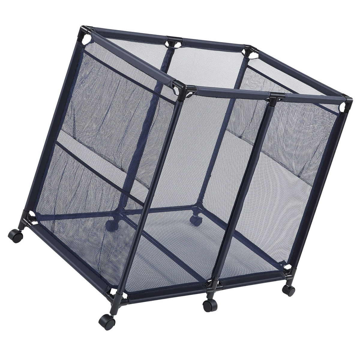 Pool Storage Bin, 36.8 x 24 x 35.6 in, Rolling Pool Float Storage Organizer with Side Pockets & Casters, Heavy Duty Metal Frame, Poolside Toys Noodles Holder Mesh Basket for Swimming Pools