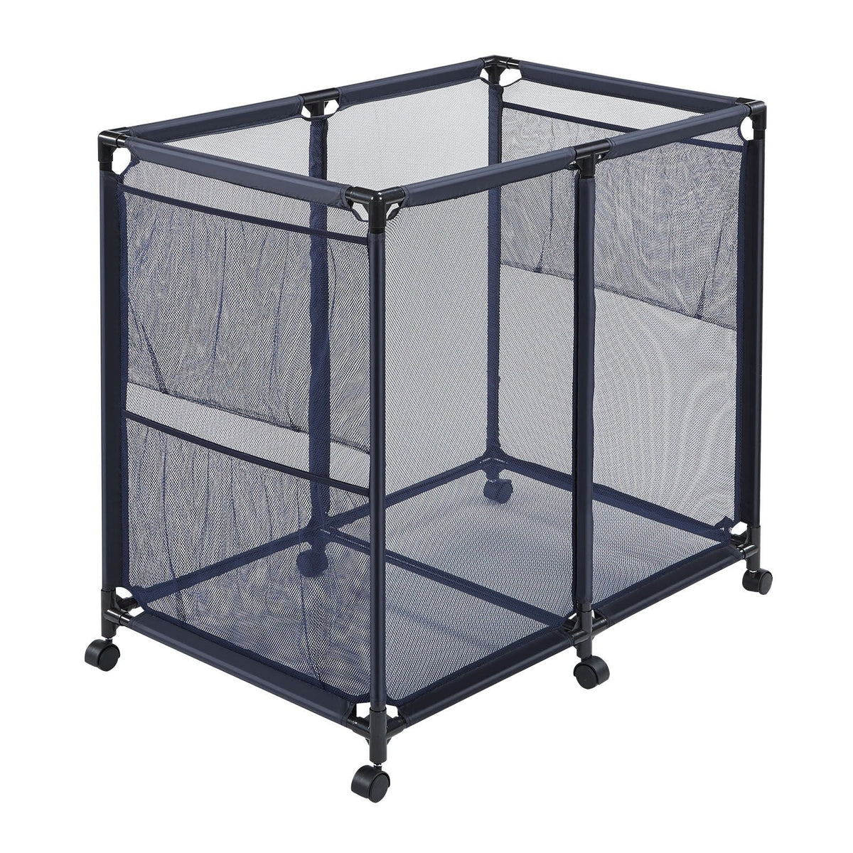 Pool Storage Bin, 36.8 x 24 x 35.6 in, Rolling Pool Float Storage Organizer with Side Pockets & Casters, Heavy Duty Metal Frame, Poolside Toys Noodles Holder Mesh Basket for Swimming Pools