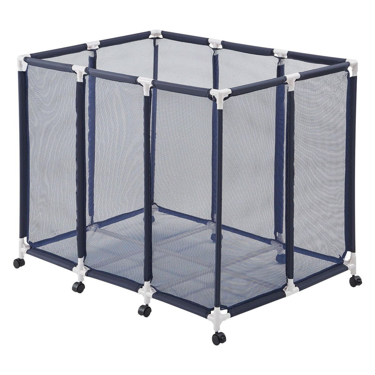 Pool Storage Bin, 48 x 33 x 39 in, Rolling Pool Float Storage Organizer with Casters, Durable Plastic Frame, Poolside Toys Noodles Holder, Breathable Mesh Basket for Swimming Pools