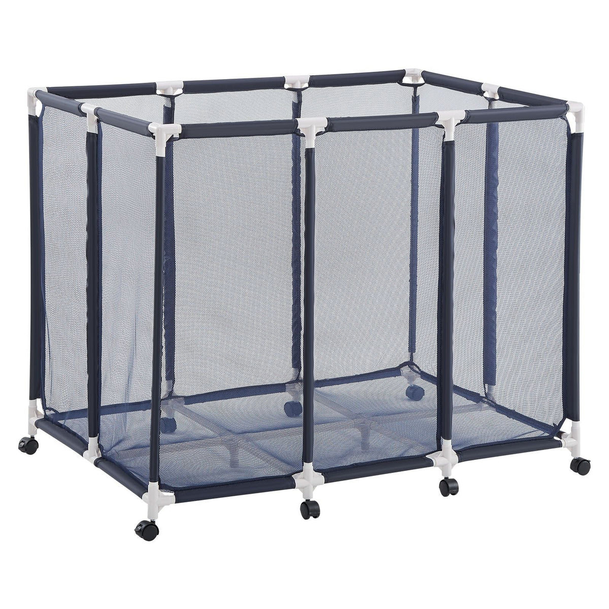 Pool Storage Bin, 48 x 33 x 39 in, Rolling Pool Float Storage Organizer with Casters, Durable Plastic Frame, Poolside Toys Noodles Holder, Breathable Mesh Basket for Swimming Pools