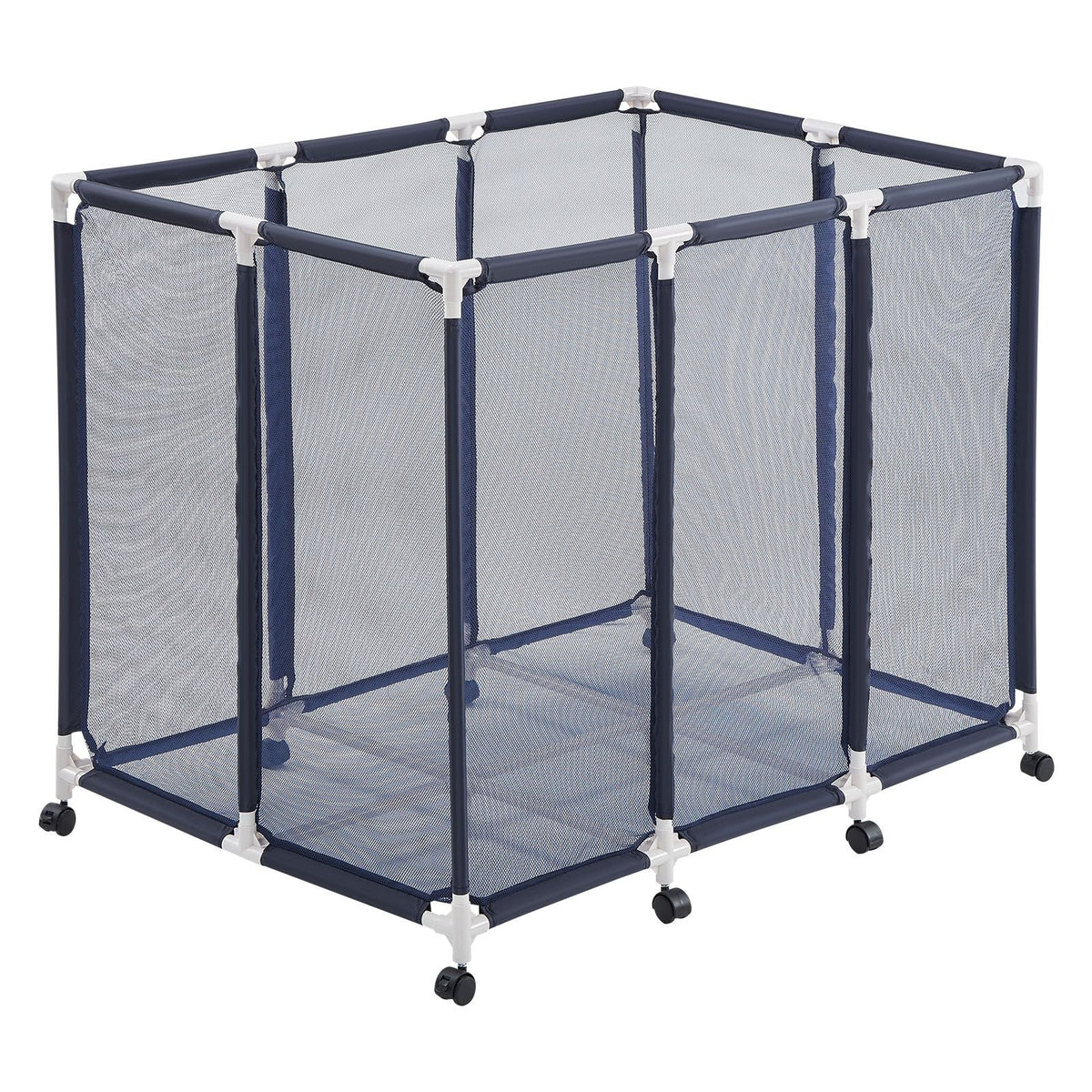 Pool Storage Bin, 48 x 33 x 39 in, Rolling Pool Float Storage Organizer with Casters, Durable Plastic Frame, Poolside Toys Noodles Holder, Breathable Mesh Basket for Swimming Pools