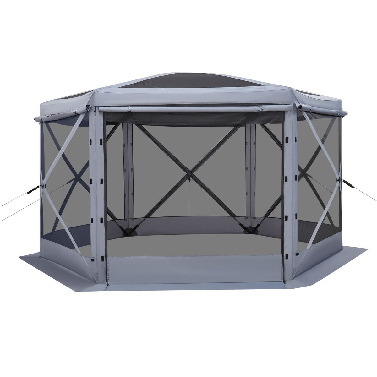 Pop up Gazebo Screen Tent, 12 x 12 ft Large 6-Sided Camping Canopy Tent with Removable Top & Carry Bag, Quick-Set & Bite-Proof, Screen House Sun Shelter for 8-10 Persons Backyard Patio, Grey