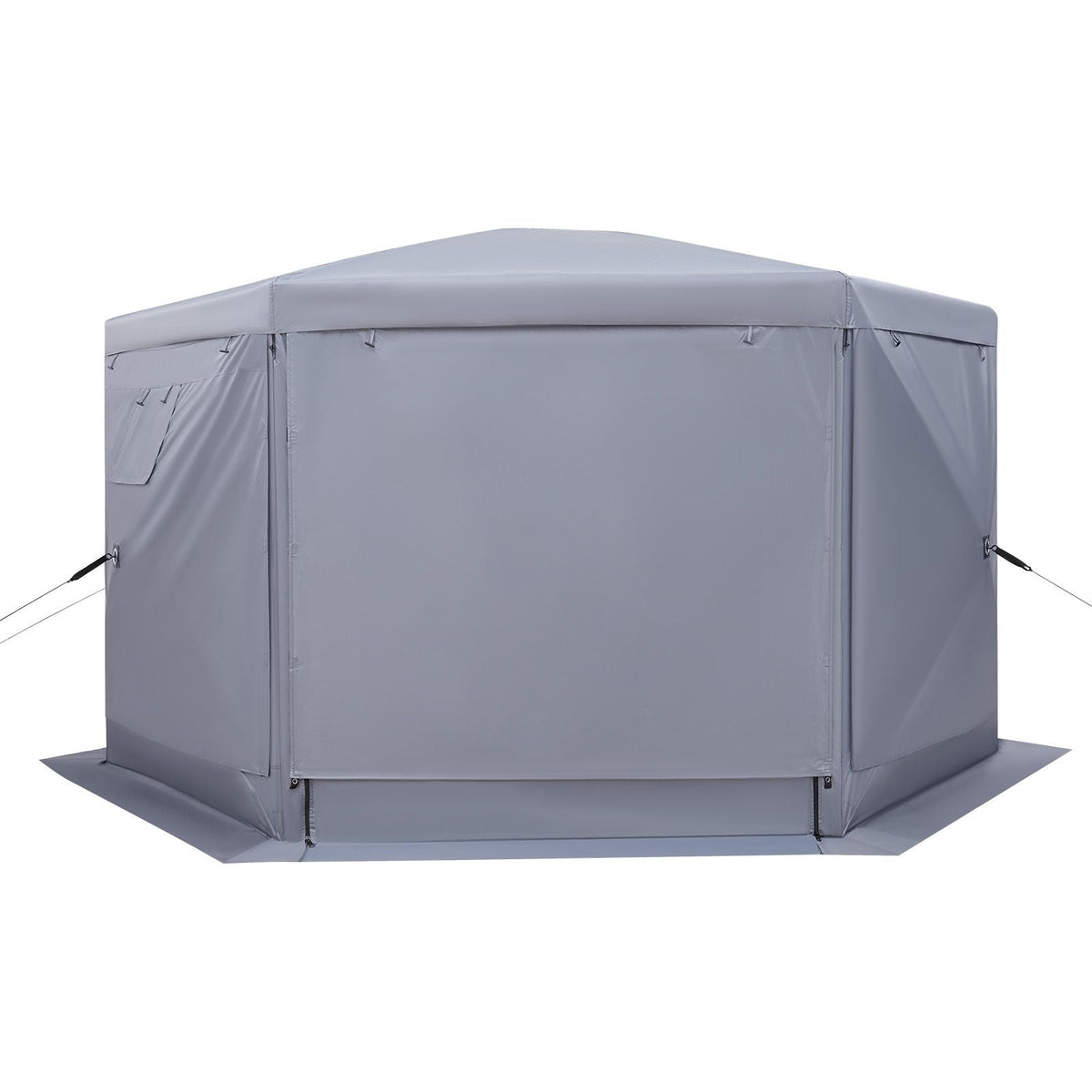Pop up Gazebo Screen Tent, 12 x 12 ft Large 6-Sided Camping Canopy Tent with Removable Top & Carry Bag, Quick-Set & Bite-Proof, Screen House Sun Shelter for 8-10 Persons Backyard Patio, Grey