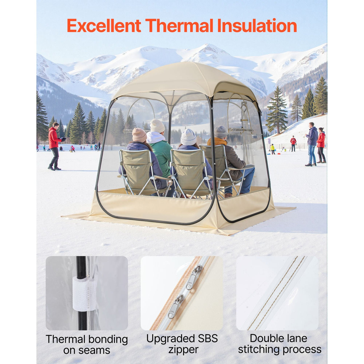 Pop up Sports Tent, 63x63 in Clear Bubble Tent for 2-4 Persons, Waterproof Outdoor Pod with Floor Mat & Top Cover, Garden Igloo Dome Tents Camping Shelter for Events Fishing Cheering
