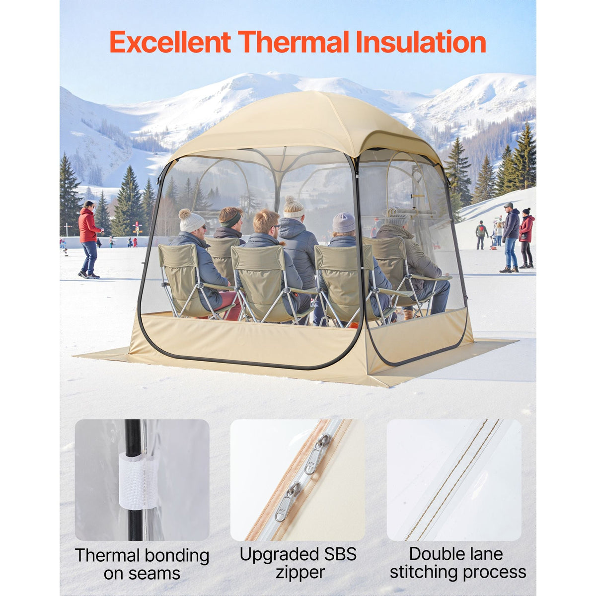 Pop up Sports Tent, 72x72 in Clear Bubble Tent for 2-4 Persons, Waterproof Outdoor Pod with Floor Mat & Top Cover, Garden Igloo Dome Tents Camping Shelter for Events Fishing Cheering