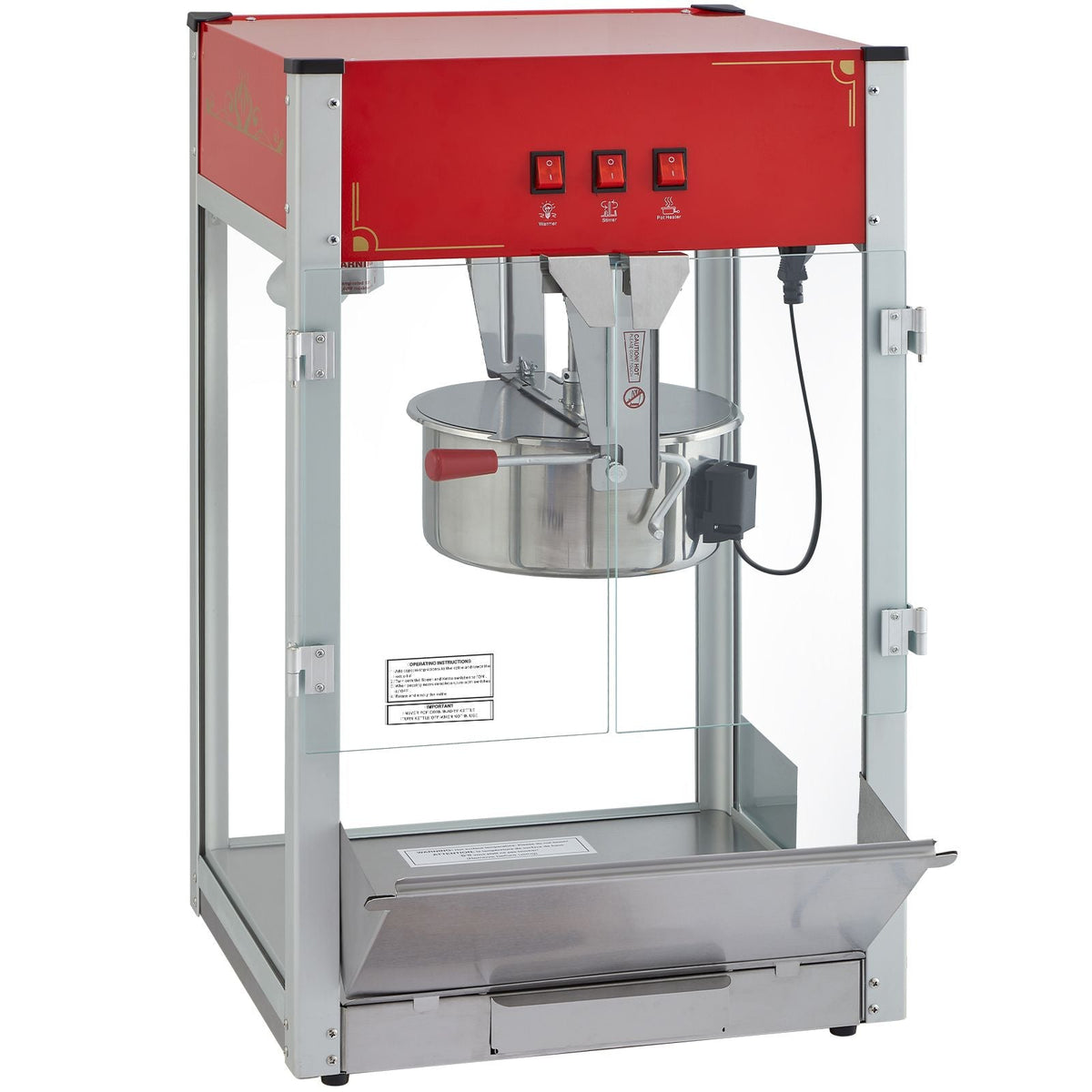 Popcorn Maker, 1440W Popcorn Popper Machine, 12 Oz Kettle Makes 80 Cups per Batch, Countertop Popcorn Maker with Tempered Glass, 3 Stainless Steel Scoops, Movie Theater Style, Red