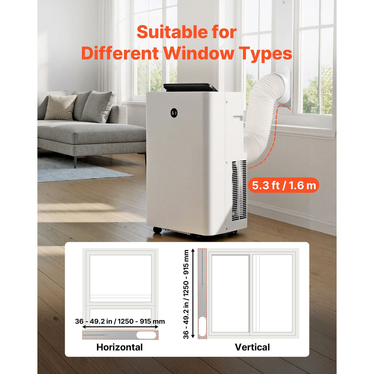 Portable Air Conditioner, 12000 BTU ASHRAE (8150 BTU SACC) 4-in-1 Standing Cooling Ac Unit, LED Touch Panel & Remote Control, 24h Timer, Cooling, Dehumidifier, Fan, Sleep Mode for Room Indoor