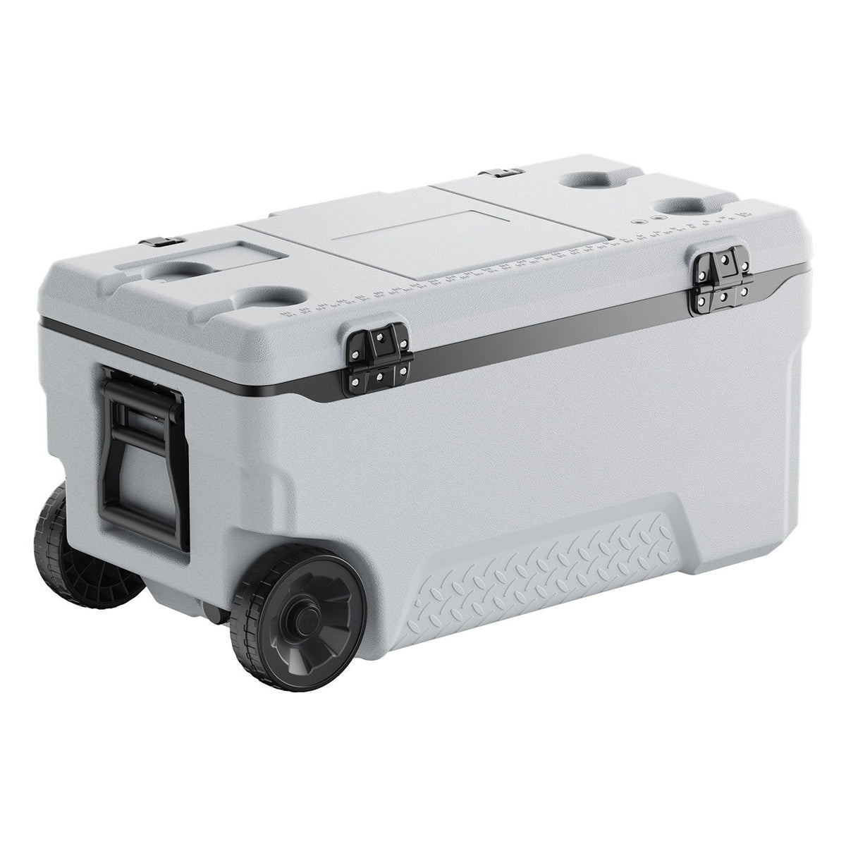 Portable Cooler, 74 QT Wheeled Cooler with Ice Retention, Heavy-Duty Handles and Cup Holder, Lightweight Rigid Material Insulated Portable Cooler, Suitable for Family Picnics and Long Trips