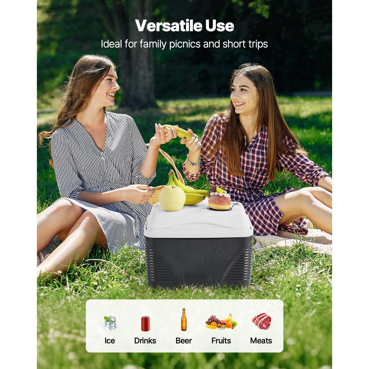 Portable Cooler, 8.5 QT Hard Cooler with Ice Retention and Heavy-Duty Handles, Lightweight Rigid Material Insulated Portable Cooler, Suitable for Family Picnics and Short Trips