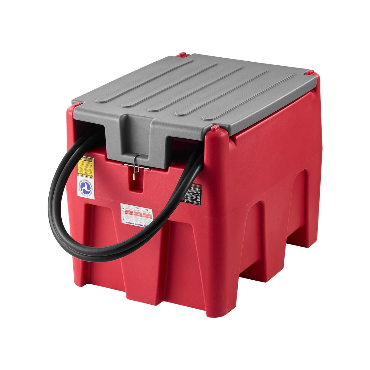 Portable Diesel & Gasoline Tank, 58 Gallon, 10 GPM Flow Rate, Diesel Fuel Tank with 12V Electric Transfer Pump, 13.1ft Hose, Auto Fueling Nozzle, Transfer Tank for Easy Fuel Transportation, Red