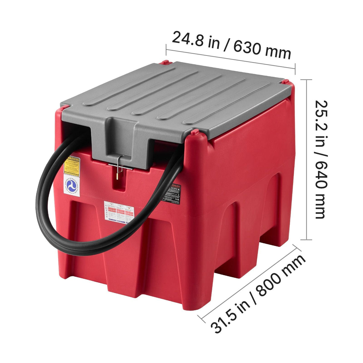 Portable Diesel & Gasoline Tank, 58 Gallon, 10 GPM Flow Rate, Diesel Fuel Tank with 12V Electric Transfer Pump, 13.1ft Hose, Auto Fueling Nozzle, Transfer Tank for Easy Fuel Transportation, Red