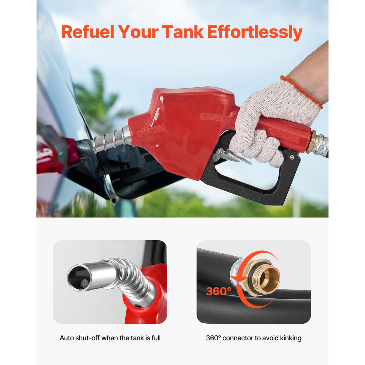 Portable Diesel & Gasoline Tank, 58 Gallon, 10 GPM Flow Rate, Diesel Fuel Tank with 12V Electric Transfer Pump, 13.1ft Hose, Auto Fueling Nozzle, Transfer Tank for Easy Fuel Transportation, Red