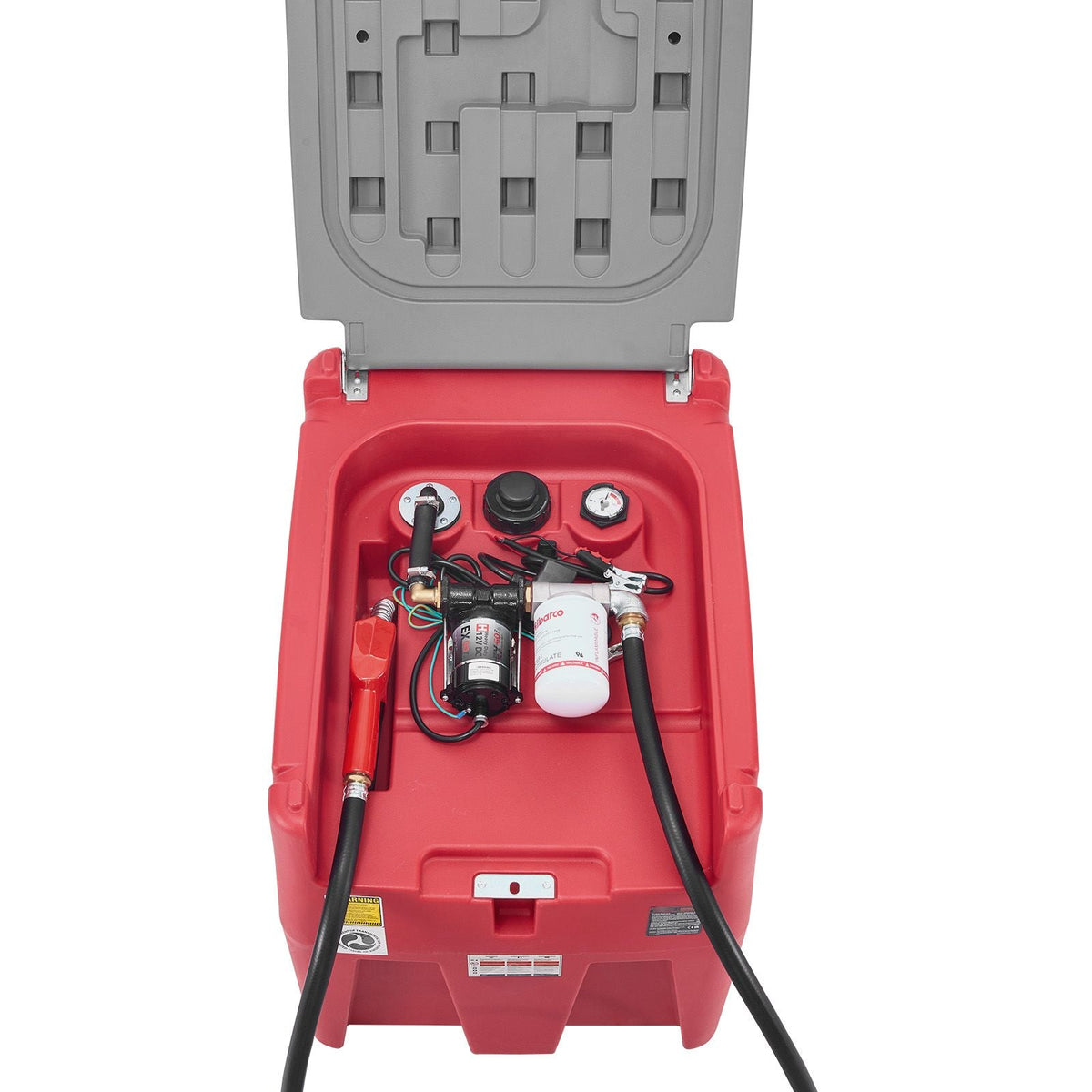 Portable Diesel & Gasoline Tank, 58 Gallon, 10 GPM Flow Rate, Diesel Fuel Tank with 12V Electric Transfer Pump, 13.1ft Hose, Auto Fueling Nozzle, Transfer Tank for Easy Fuel Transportation, Red