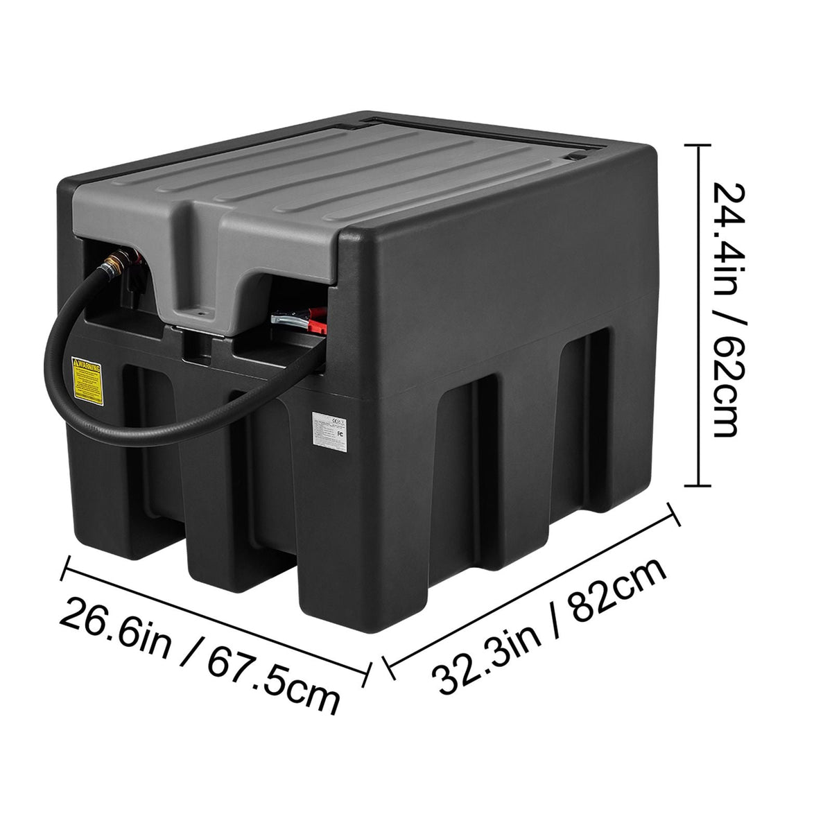 Portable Diesel Tank, 58 Gallon Capacity & 10 GPM Flow Rate, Diesel Fuel Tank with 12V Electric Transfer Pump and 13.1ft Rubber Hose, PE Diesel Transfer Tank for Easy Fuel Transportation, Black