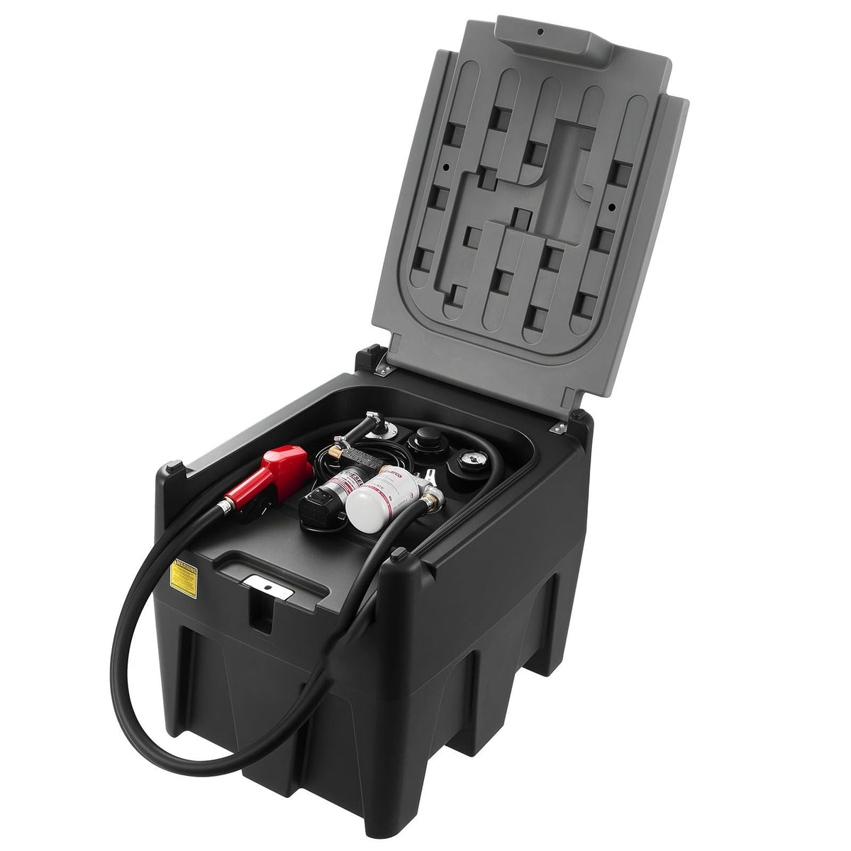 Portable Diesel Tank, 58 Gallon Capacity & 10 GPM Flow Rate, Fuel Tank with 12V Electric Transfer Pump and 13.1ft Rubber Hose, PE Diesel Transfer Tanks for Easy Fuel Transportation, Black