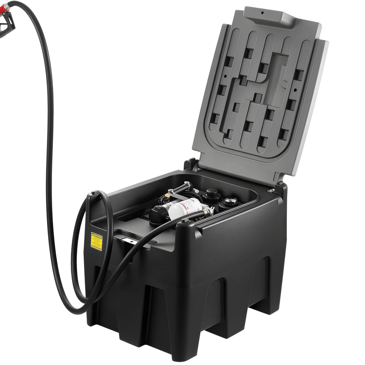 Portable Diesel Tank, 58 Gallon Capacity & 10 GPM Flow Rate, Fuel Tank with 12V Electric Transfer Pump and 13.1ft Rubber Hose, PE Diesel Transfer Tanks for Easy Fuel Transportation, Black