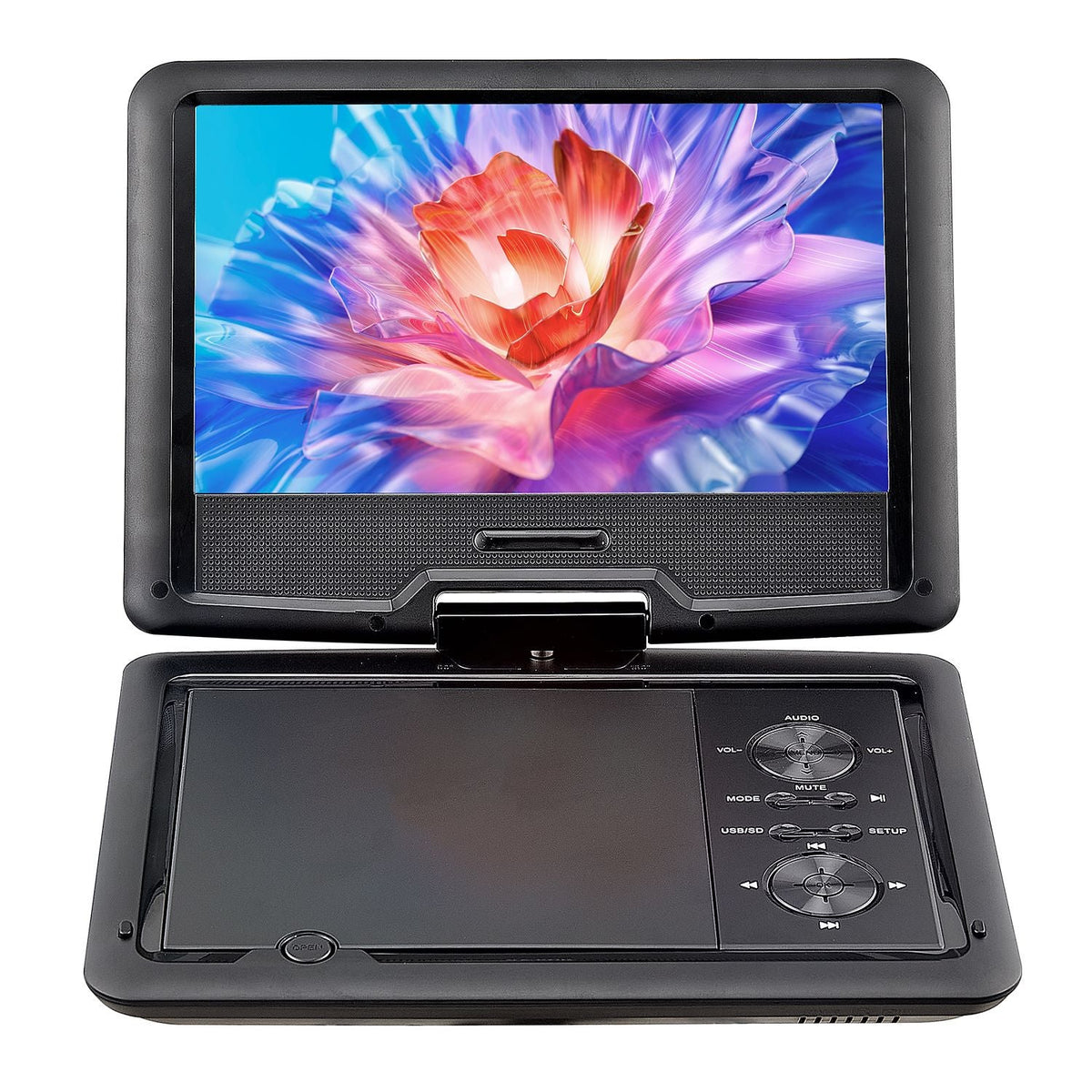 Portable DVD Player, 10.1 inch HD Swivel Display Screen, 4 Hours Built-in Rechargeable Battery, Dual Speakers, Support Sync TV/USB/SD Card/CD/DVD, Car Charger, AC Power Adapter, Remote Control