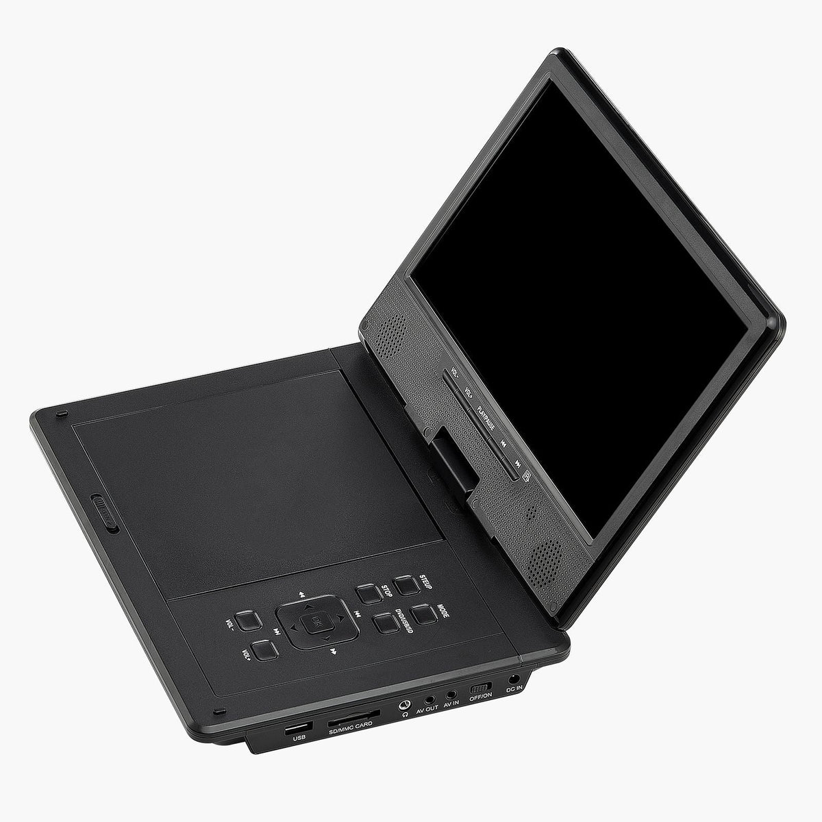 Portable DVD Player, 9 inch HD Swivel Display Screen, 4 Hours Built-in Rechargeable Battery, Dual Speakers, Support Sync TV/USB/SD Card/CD/DVD, Car Charger, AC Power Adapter, Remote Control