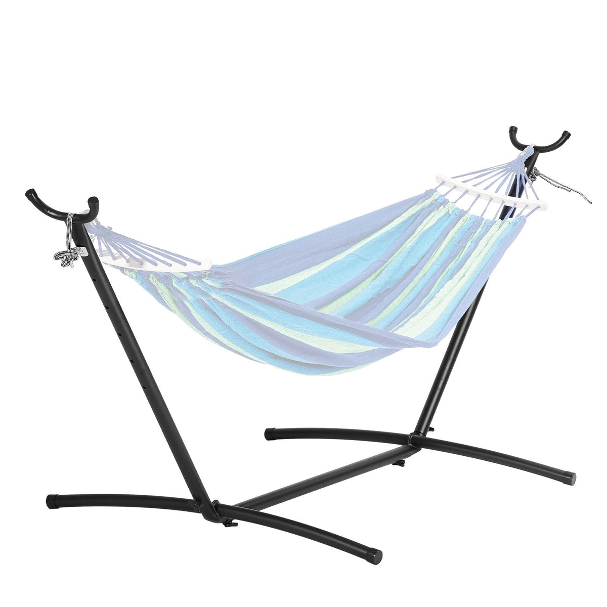 Portable Hammock Stand, 450lbs Capacity Steel Hammock Stand for 2 Person, Heavy Duty Adjustable Hooks Hammock Frame Fits 9.5-12.6 ft Hammocks, Space Saving with Carrying Bag