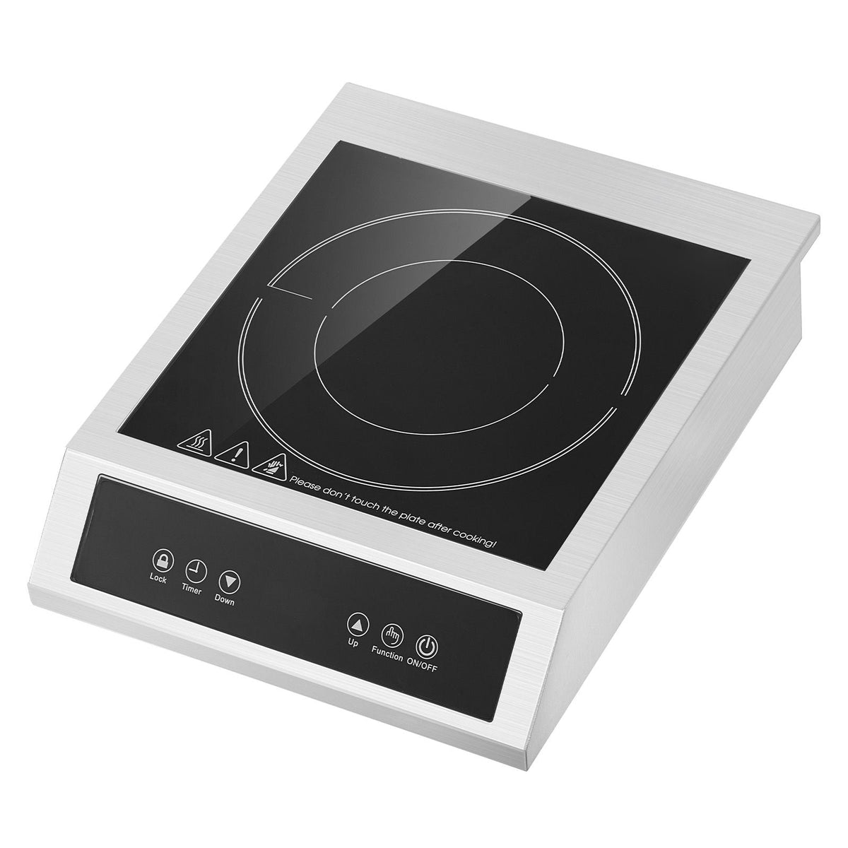 Portable Induction Cooktop, 1800W Commercial Induction Burner with 9 Temperature Settings, Stainless Steel Countertop Induction Hot Plate with 3H Timer, Child Lock, for Restaurant Cooking