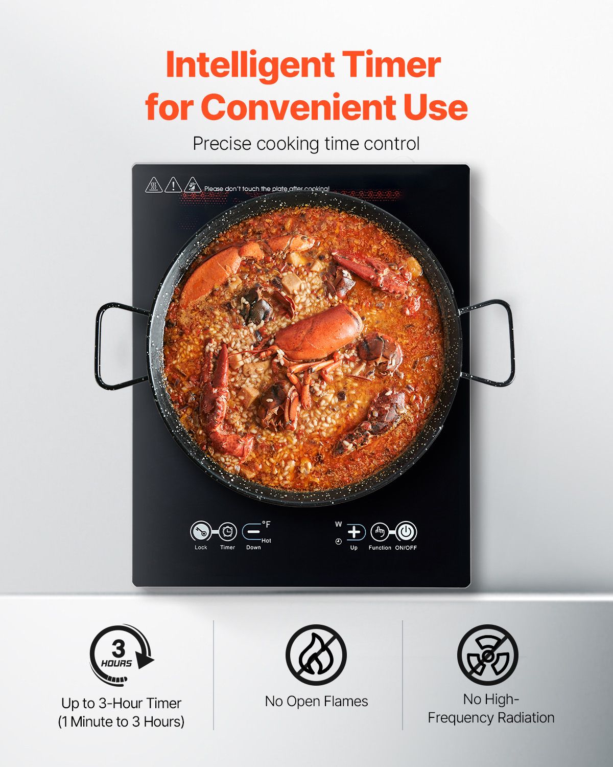 Portable Induction Cooktop, 1800W Electric Induction Burner with 9 Temperature Settings, Countertop Induction Hot Plate with 3H Timer, Child Lock, Easy to Clean, for Home Kitchen Cooking