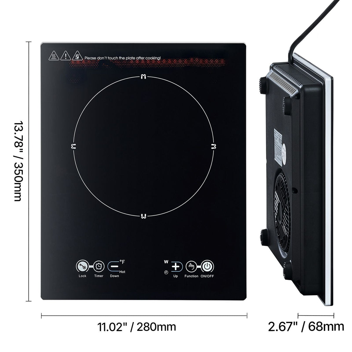 Portable Induction Cooktop, 1800W Electric Induction Burner with 9 Temperature Settings, Countertop Induction Hot Plate with 3H Timer, Child Lock, Easy to Clean, for Home Kitchen Cooking