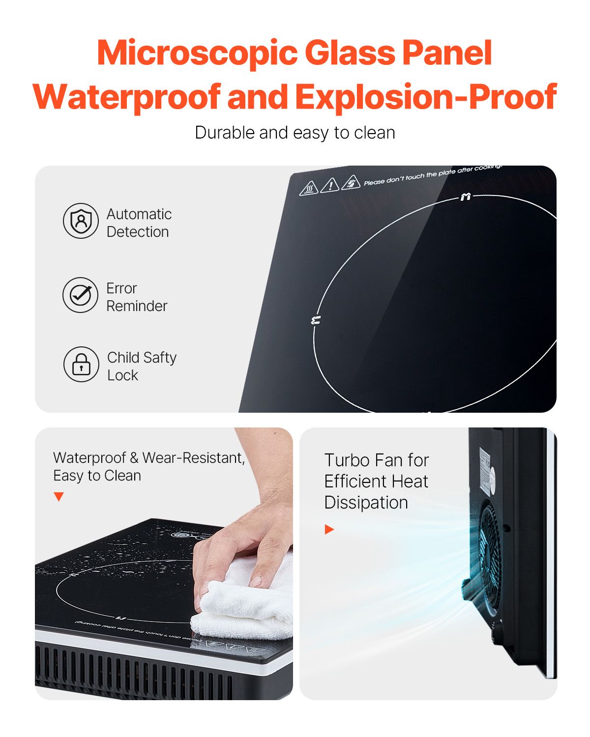 Portable Induction Cooktop, 1800W Electric Induction Burner with 9 Temperature Settings, Countertop Induction Hot Plate with 3H Timer, Child Lock, Easy to Clean, for Home Kitchen Cooking