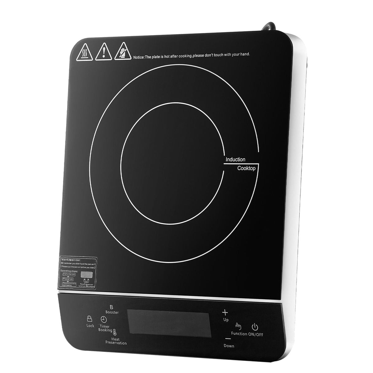 Portable Induction Cooktop, 1800W Electric Induction Burner with 9 Temperature Settings, Countertop Induction Hot Plate with 4H Timer, 24H Reservation, Child Lock, Easy to Clean, for Cooking