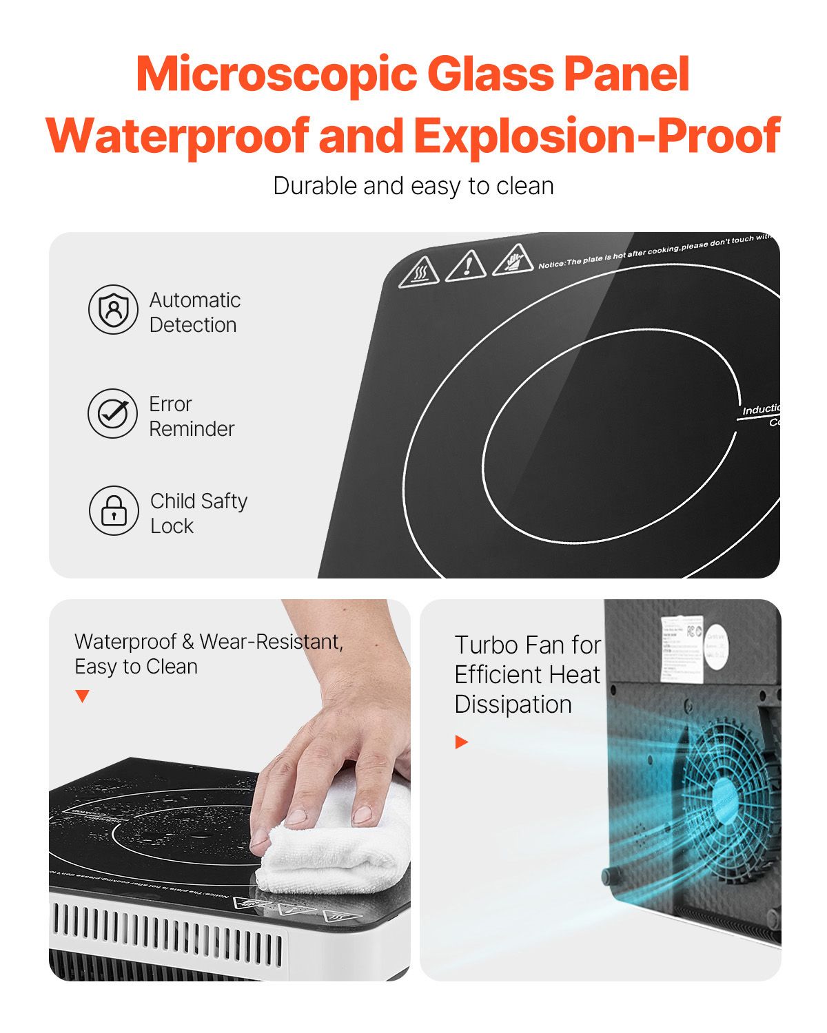 Portable Induction Cooktop, 1800W Electric Induction Burner with 9 Temperature Settings, Countertop Induction Hot Plate with 4H Timer, 24H Reservation, Child Lock, Easy to Clean, for Cooking