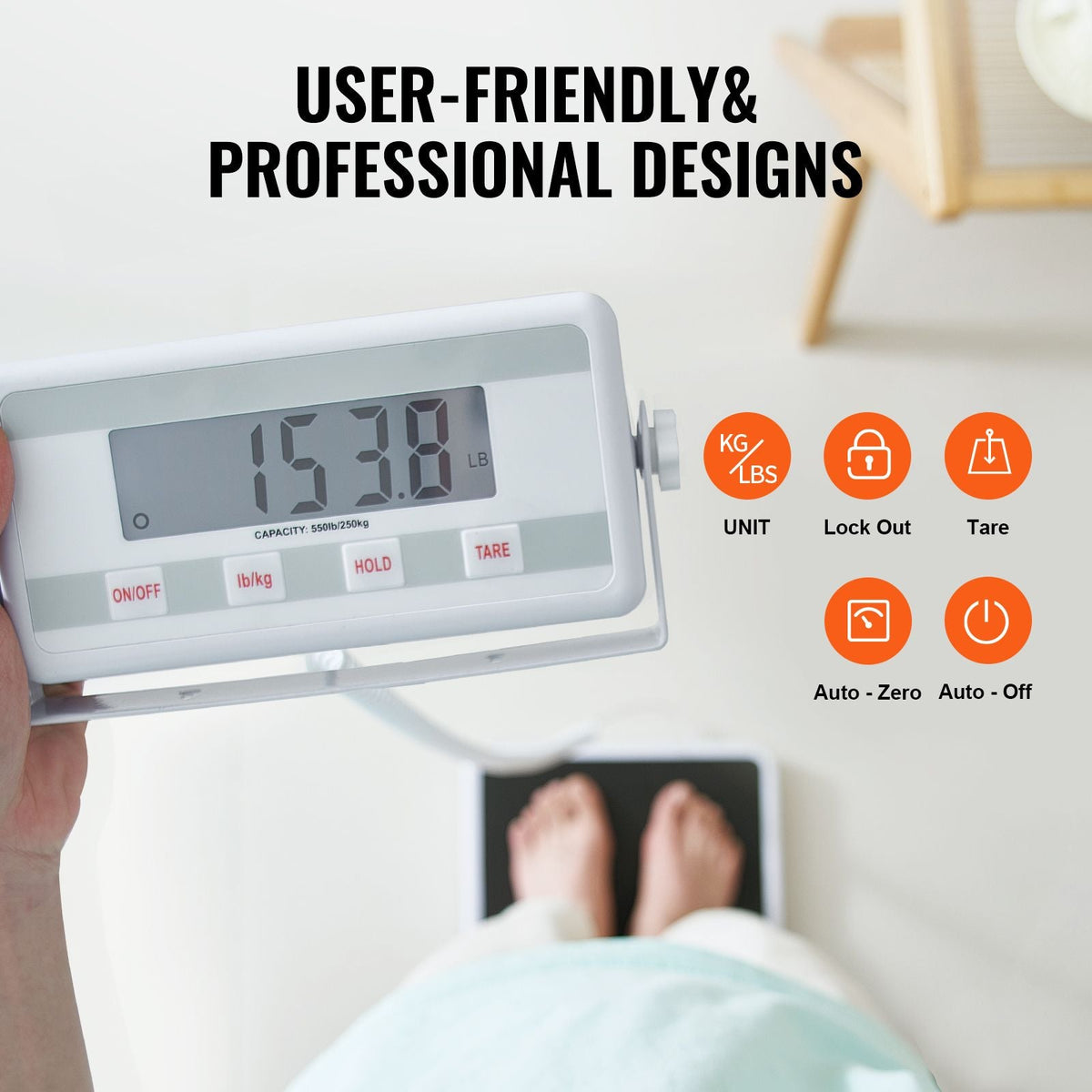 Portable Medical Scale, Professional Digital Physician Scale for Weighing - with Anti-Slip Mat, 2 Units (kg/lb), Hold & Tare Function, 550LBS Capacity Physician Wight Scale for Gym Home Hospital