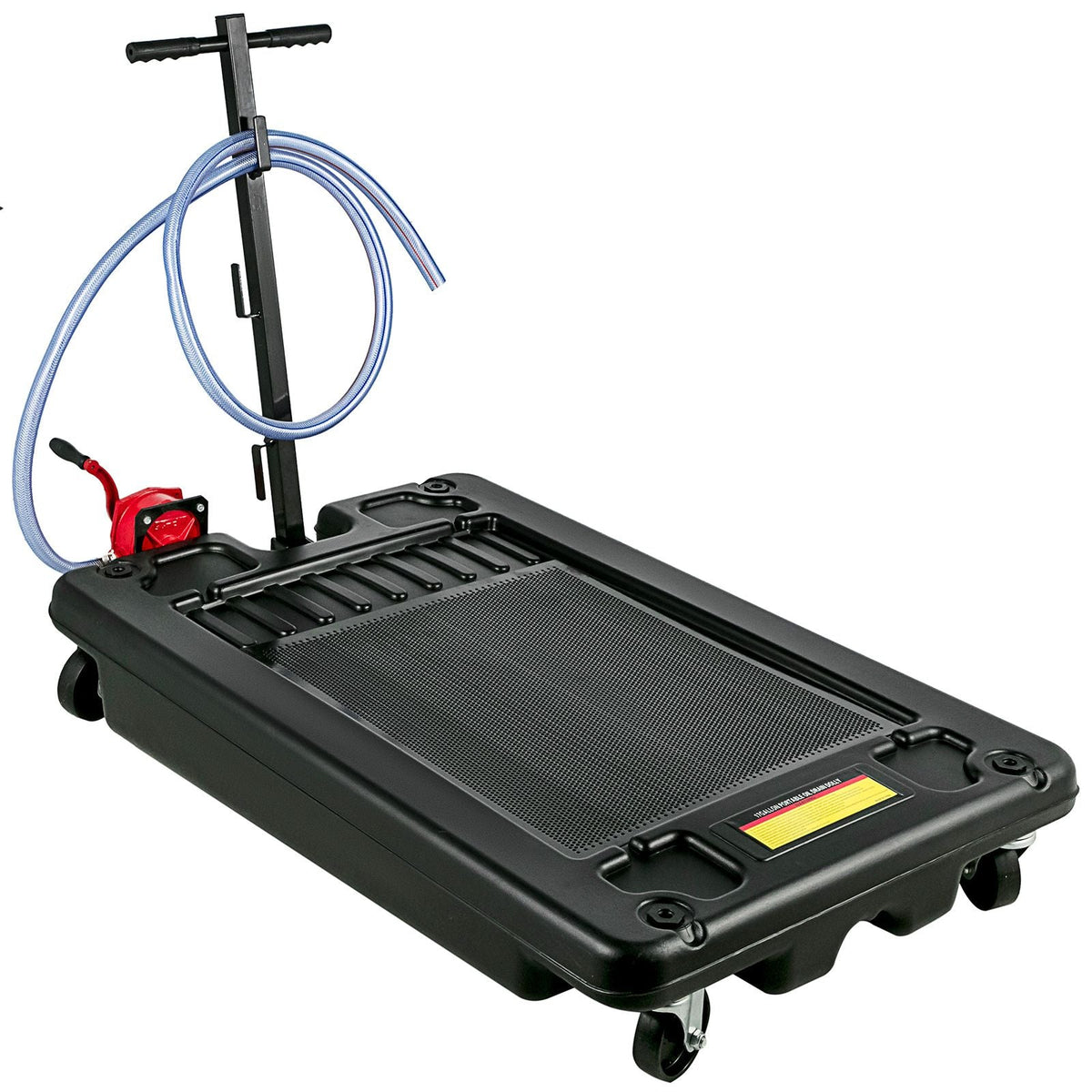 Portable Oil Drain Pan with Pump 64L Oil Drain Pan 17 Gallon Low Profile Oil Drain Pan with 8\' Hose for SUV Car and Trucks