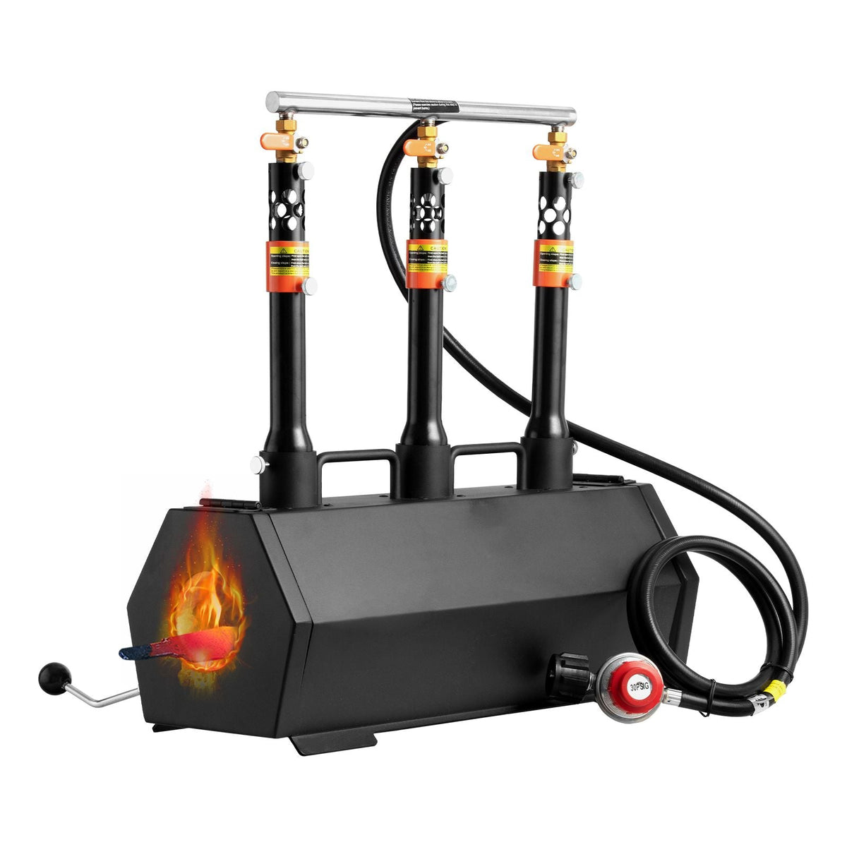 Portable Propane Forge, 3 Burners, 2600 F Tool and Knife Making Blacksmithing Farrier Forge, Large Capacity Hexagon, Cold-Rolled Steel Gas Forging Tools and Equipment, Use for Metal Forging