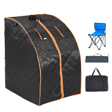 Portable Sauna Tent, 1050W Personal Sauna Kit for Home Spa, Detoxify & Soothing Infrared Heated Body Therapy, Time & Temperature Remote Control with Chair & Floor Mat & Storage Bag, Black