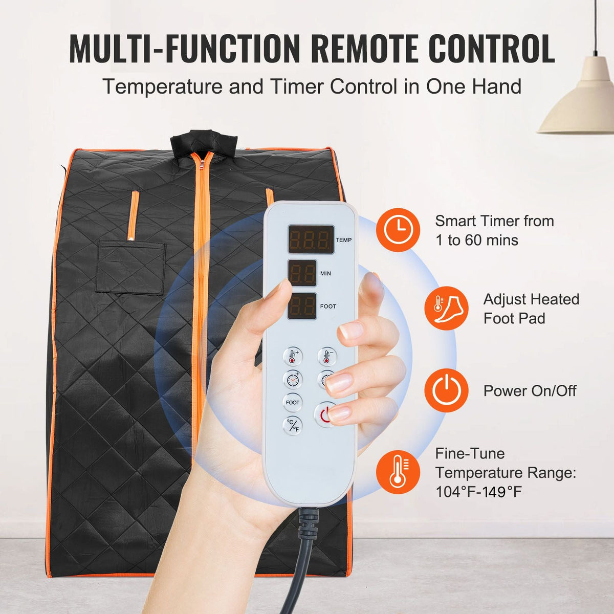 Portable Sauna Tent, 1050W Personal Sauna Kit for Home Spa, Detoxify & Soothing Infrared Heated Body Therapy, Time & Temperature Remote Control with Chair & Floor Mat & Storage Bag, Black