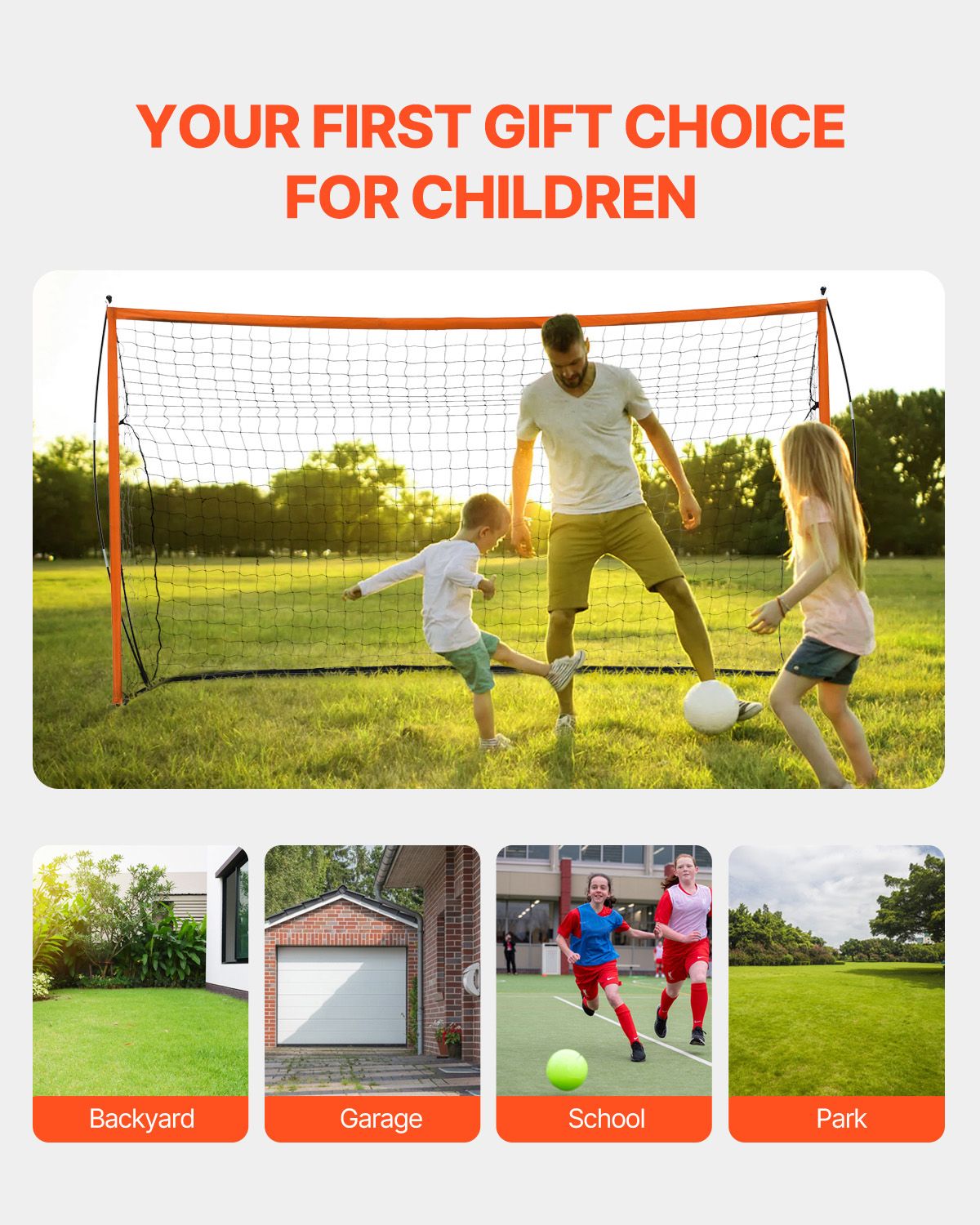 Portable Soccer Goal, 12x6 ft Adults Kids Backyard Soccer Net, Large Practice Soccer Net, Steel Fiberglass Structure Training Goal Set, All-Weather Outdoor Soccer Goals with Carry Bag, Orange