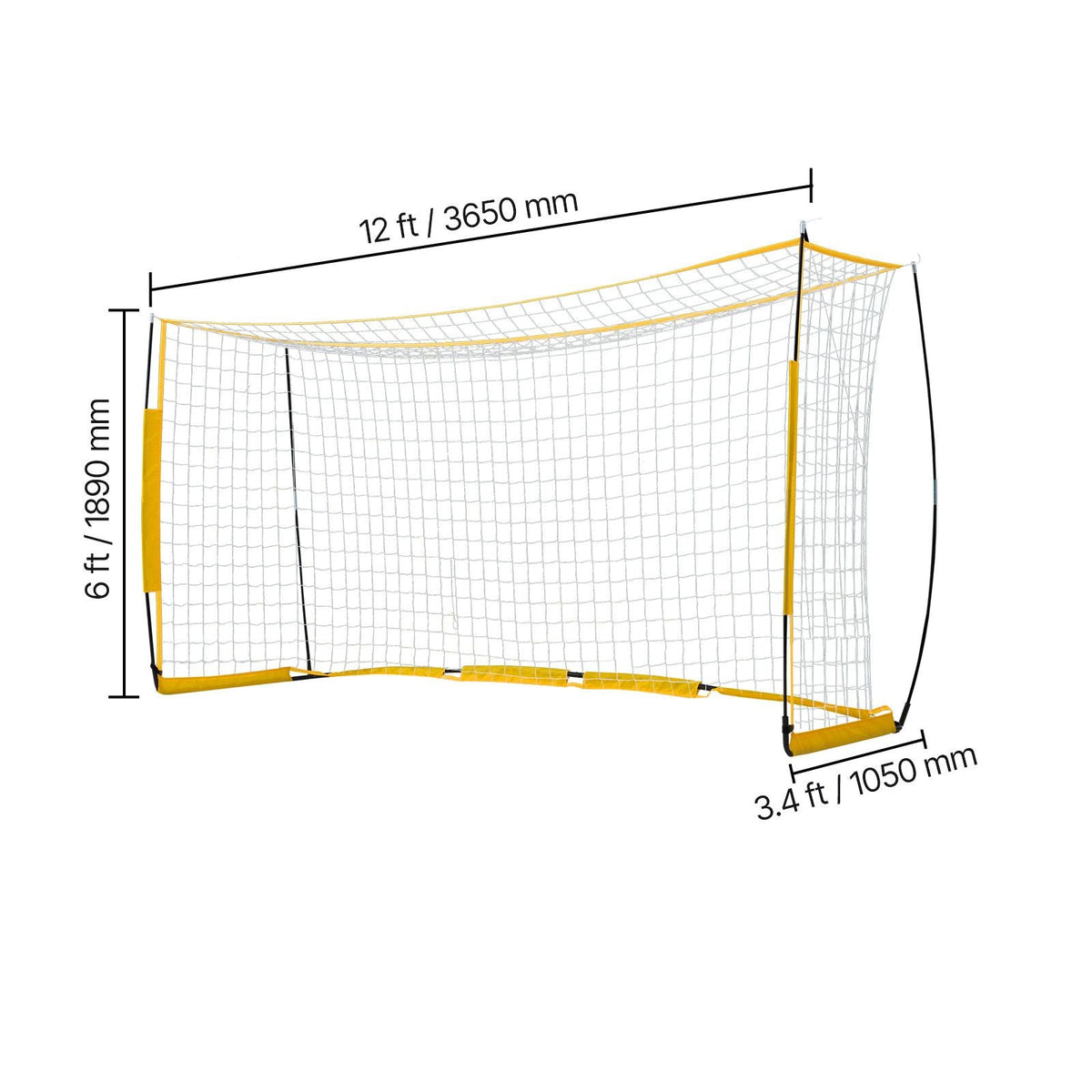 Portable Soccer Goal, 12x6 ft Adults Kids Backyard Soccer Net, Large Practice Soccer Net, Steel Fiberglass Structure Training Goal Set, All-Weather Outdoor Soccer Goals with Carry Bag, Yellow