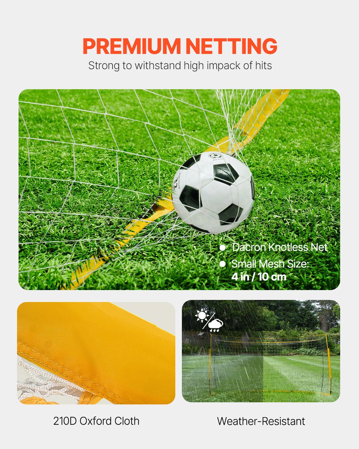 Portable Soccer Goal, 12x6 ft Adults Kids Backyard Soccer Net, Large Practice Soccer Net, Steel Fiberglass Structure Training Goal Set, All-Weather Outdoor Soccer Goals with Carry Bag, Yellow